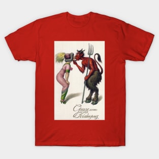 Krampus Kissing Edwardian Woman T-Shirt